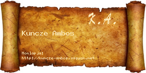 Kuncze Ambos névjegykártya